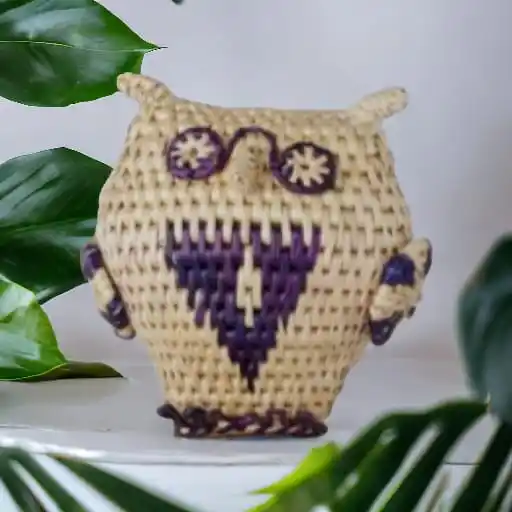 Simple Decoration Handcrafted Owl Shape Simple Sikki Grass Portable Piggy Bank Best Cute Cartoon Design Gift for Children