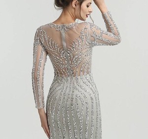 ชุดราตรียาวสง่างามชุดเดรสปักเลื่อมประดับด้วยลูกปัดแขนเสื้อคอแบบทางการสำหรับงานปาร์ตี้งานพรอมขนาดพิเศษนางเงือก/ทรัมเป็ต - Product Image 2