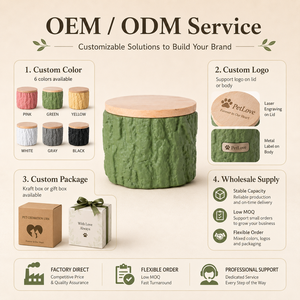 Urn Beternan Hewan Peliharaan Modern dari Beton untuk Abu Jenazah, Wadah Kenangan Anjing Kucing Buatan Tangan dengan Tutup Kayu yang Aman - Product Image 6