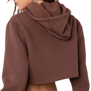 OEM Custom Gym Wear Cotton Fleece High Neck Ladies <b>Cropped</b> Half <b>Zip</b> <b>up</b> Hoodies Sexy Yoga Sport Crop Top Hoodie for Women - Product Image 3
