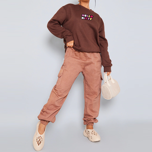 ชุดวอร์มสำหรับผู้หญิงชุดวิ่งออกกำลังสำหรับฤดูใบไม้ร่วงชุดวอร์มชุดวิ่งกลางแจ้งชุดสตรีทผ้าคอตตอน - Product Image 1