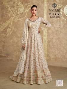 Maruti moda MF839 diseñador Real Georgette Anarkali traje Dupatta bordado trabajo Premium indio pakistaní mujeres fiesta boda - Product Image 3