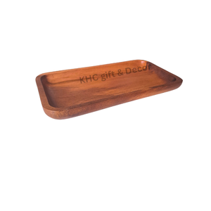 Oval Wooden Dining <b>Plate</b> with Tea Cup for Hotel Solid Wood Restaurant Tray for Serving Food - Product Image 1