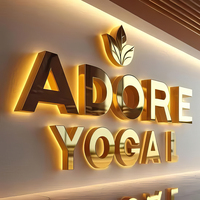 Enseigne LED personnalisée, lettres en métal doré rétroéclairées, logo d'entreprise 3D illuminé, signalétique pour salon de coiffure, institut de beauté, mur intérieur