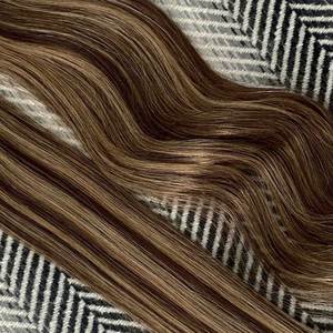 Extensions de cheveux à clipser 13 pouces, lisses et bouclées, en cheveux humains brésiliens Remy, mélange brun foncé et blond cassé, pré-collées - Product Image 4