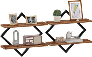 Étagères murales en bois sculpté à un seul niveau, décoration de salon, rangements pour la maison - Product Image 2