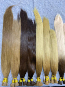 Extensions de cheveux naturels à pointe plate Remy, double épaisseur, compatibles permanente, toutes couleurs, blond clair, fixation par fusion - Product Image 4