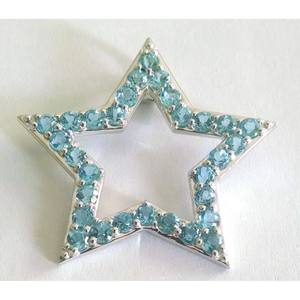 Colgante de Topacio Azul con Corte Esmeralda, Bañado en Rodio, Amuleto Religioso - Product Image 1