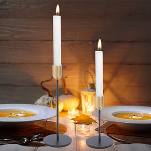 Opulent Pair of Black and Gold Iron Art <b>Candle</b> Holder Designed for High-End Restaurant Perfect Night Light for Special Occasions - Product Image 5