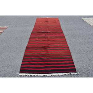Vintage Red Black Kilim <b>Turkish</b> <b>Rug</b> Large Area 43 X 121 ft 10mm Thickness Wool Material Latex Rectangular Patchwork for Hallway - Product Image 1