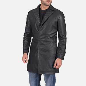 2025 hommes vêtements grossiste hommes en peau d'agneau véritable long manteau en cuir hiver veste en cuir dernier style - Product Image 1