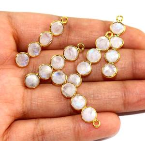 8mm redondo Herkimar doble bucle bisel conector 925 plata esterlina chapado en oro conector para joyería de verano nueva llegada joyería - Product Image 2