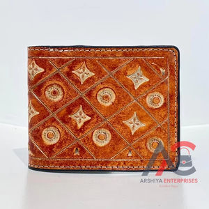 Cartera de cuero plegable para hombre, billetera de cuero de vaca genuino, a la moda, de Color marrón, regalo para él - Product Image 1