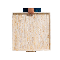 Meilleur Prix Nacre Carré Surdimensionné De Luxe Plateaux De Service avec Poignées Extra Large Plateau Ottoman pour la Nourriture du Vietnam