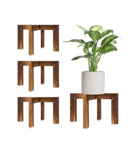 4 packs de supports pour plantes en bois Mid Century Modern Planter Stand Wooden Plant Stool Riser Low Short Stand Indoor Plant Pot non inclus - Product Image 1