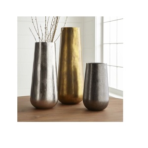 Florero de Metal de aluminio de diseño moderno personalizado, decoración del hogar con acabado de níquel de la mejor calidad para mesa de cena, acero inoxidable - Product Image 1