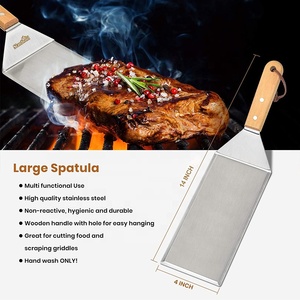 <span class=keywords><strong>Set</strong></span> di spatole in metallo, raschietto per piastra per piastra in ghisa, utensili per griglia piatta per Hamburger di grado commerciale - Product Image 6