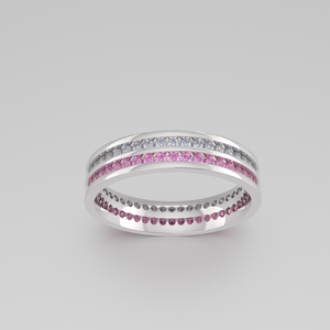 สองชั้นเพทายกว้าง3.9มิลลิเมตร925เงินสเตอร์ลิงกุหลาบชุบทองแหวนคู่ - Product Image 2