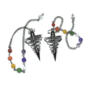 Get The Best Small Spiral Black Copper Pendulums with chakra chain | Spiral Black Copper Pendulums at Low Prices