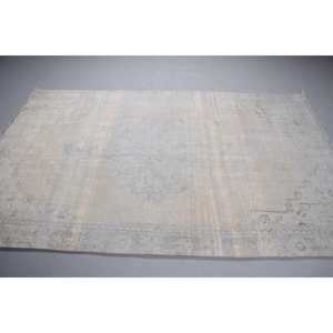 Alfombra Turca Grande de 5.2x8.1 pies, Alfombra Floral Gris Vintage - Product Image 3
