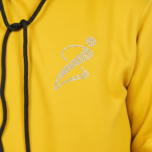 Sweat à capuche surdimensionné personnalisé en coton mélangé, streetwear automne-hiver avec strass thermiques brillants, sweat-shirts basiques - Product Image 6