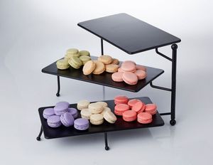 Bộ 5 Vòng đá cẩm thạch và bánh <span class=keywords><strong>pizza</strong></span> sắt phục vụ đứng trong màu đen thanh lịch hoàn thành hoàn hảo phong cách món tráng miệng hiển thị và Bảng trang trí - Product Image 3