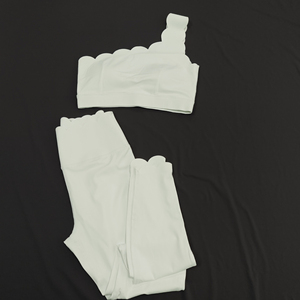 <b>Laces</b> Bra + <b>Legging</b> 2 Piece Yoga Set One Shoulder Top High Waist Pant Soft Stretch Gym Wear Pilates City Walk Women Yoga Set - Product Image 3