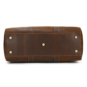 Sac de voyage pliable en cuir véritable, grande capacité, style vintage, fermeture éclair, durable, imperméable - Product Image 4