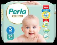 Couches jetables PERLA pour bébé, pack jumbo maxi (n°4) - 56 pièces, 27-35 lbs, en tissu non tissé, protection anti-fuites, surface sèche, absorption, imprimées