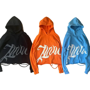 เสื้อฮู้ดแบบครอปสำหรับผู้ชายผ้าฝ้าย100% งานตามสั่งพร้อมขอบเสื้อ3D หน้าจอโฟมพิมพ์พัฟสำหรับใส่ได้ทั้งชายและหญิง - Product Image 1