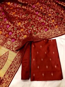 Saris en soie brodée sur mesure avec finition métallique en zari véritable pour l'ameublement et les vêtements - Product Image 4