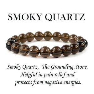 Certified Smoky Quartz 10mm Round Bead Bracelet for Protection Grounding Stress Relief Emotional Balance Reiki Charged - Product Image 4