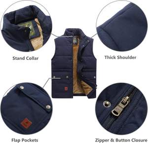 Gilet d'hiver pour homme sur mesure OEM, réversible, coupe-vent, doublé en polaire, chaud, sans manches, pour l'extérieur - Product Image 5