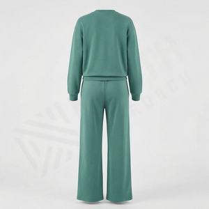 Conjunto Deportivo para Mujer, Sudadera Holgada de Manga Larga con Cuello Redondo, Pantalones Deportivos de Cintura Alta con Cordón, Traje Moderno para Correr y Hacer Ejercicio - Product Image 2