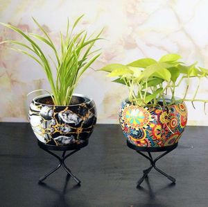 Customize Meena Printed <b>Small</b> Table Planter With Stand Custom Flower <b>Pot</b> For Home and Garden Decor - Product Image 3