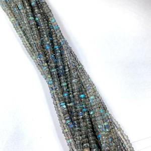 Perles de Labradorite Flashy noire naturelle de qualité AA en forme de rondelle à facettes certifiées par des tiers Fabrication de bijoux Briolette - Product Image 3