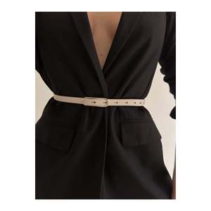 Wide, Thin Women's <b>Belt</b> with <b>Gold</b> Buckle, Suitable <b>for</b> Jackets, <b>Dresses</b>, and Shirts. - BEIGE - Product Image 5