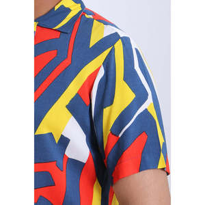 Chemise en lin imprimée hawaïenne décontractée pour homme, col montant, simple boutonnage, motif floral, anti-rides, taille 6XL - Product Image 1