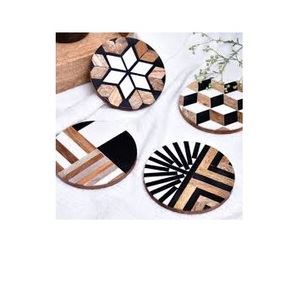 Modern Style New High Quality Round Mango Wood Wine Glass Mats Pads TQC Brand Homeware Tableware Dinnerware <b>Drink</b> <b>Coaster</b> - Product Image 4