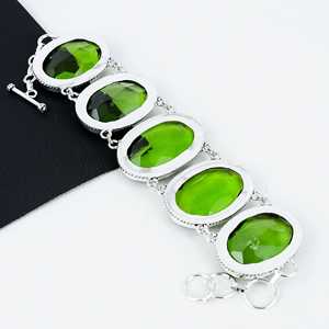Péridot Gemstone Bracelet en argent Sterling 925 fait à la main Bracelet péridot Bracelet péridot couleur verte Bracelet bijoux cadeaux pour l'amour - Product Image 4