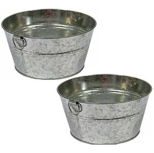 New Galvanized Metal Planter <b>Tub</b> Oval Shape For Home Balcony Nursery Garden Decor Purpose Planter With Handle - Product Image 3