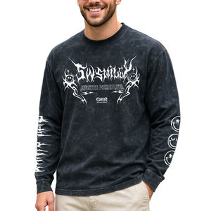 เสื้อยืดแขนยาวสไตล์เรโทรฟอกหิน พิมพ์ลายสกรีนแบบกำหนดเอง เสื้อยืดวินเทจฟอกสีสไตล์คลาสสิก เสื้อยืดโอเวอร์ไซส์พิมพ์ลายสำหรับผู้ชาย - Product Image 2