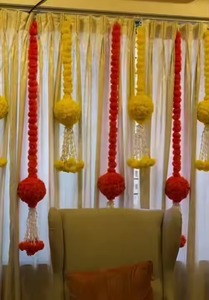 5 pies vibrante amarillo y rojo flor colgante para Eventos Decoración de flores para fiestas y funciones Latkan para Haldi y Mehndi Decor - Product Image 3