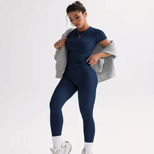 Conjunto Deportivo de Yoga y Gimnasio para Mujer, Transpirable, de Manga Corta, Cómodo, para Ejercicio Diario, Alta Calidad, Servicio OEM - Product Image 5