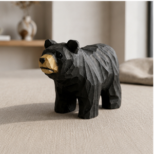 Sculpture d'ours en bois faite à la main, écologique, art minimaliste, décoration de table pour salon et mariage - Product Image 6