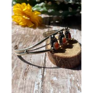 Lee Shorty Coral & Sterling <b>Silver</b> Fashion <b>Cuff</b> <b>Bracelet</b> Elegant Shorty Design with Coral & <b>Silver</b> Accents - Product Image 3
