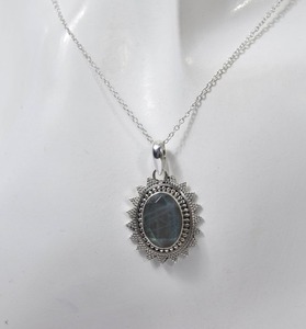 Diseño Simple 925 plata esterlina labradorita piedra preciosa COLLAR COLGANTE rodio chapado en oro perfecto regalo de boda joyería estampada - Product Image 4