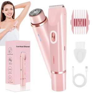 Rasoir électrique pour femmes 2-en-1 à double tête, tondeuse bikini, utilisation humide/sèche, pour visage, bras, jambes, corps, double lame, étanche IPX7, sur batterie - Product Image 3