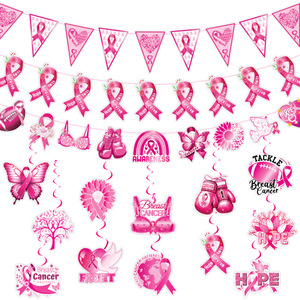 Love Breast Day Theme <b>Party</b> <b>Decoration</b> Spiral Hanging Banner <b>Paper</b> Bunting - Product Image 1