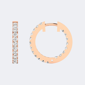 0.55 CTW Round Cut Pave Set <b>Large</b> <b>Hoop</b> Earrings - Product Image 6